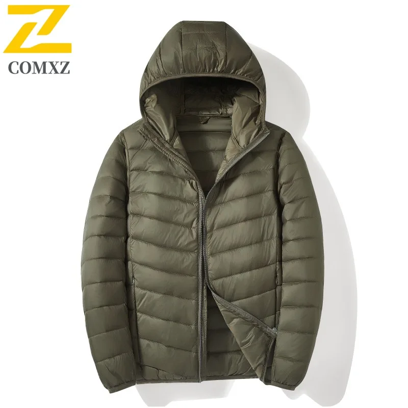 COMXZ Comfortable Versatile Down Jacket Fashion Minimalist Unisex Same Hooded Cold Winter Thermal Portable White Duck Down Parka