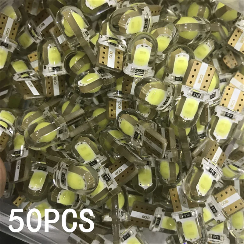 

1/5/10/50 шт. белые лампочки для лицензий ﻿ Светодиод W5W T10 COB 4SMD Светодиодная парковочная лампа с автоматическим клином, габаритная лампа Canbus Silica Bright