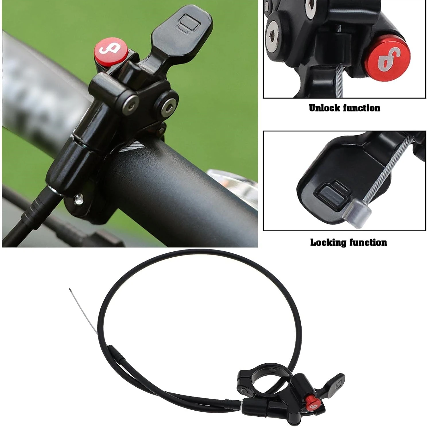Bicycle Fork Remote Lockout Lever & Cap for 22.2mm Handlebars, for SR Suntour Axon, Epikon (Epicon series), Raidon, XCR, NCX