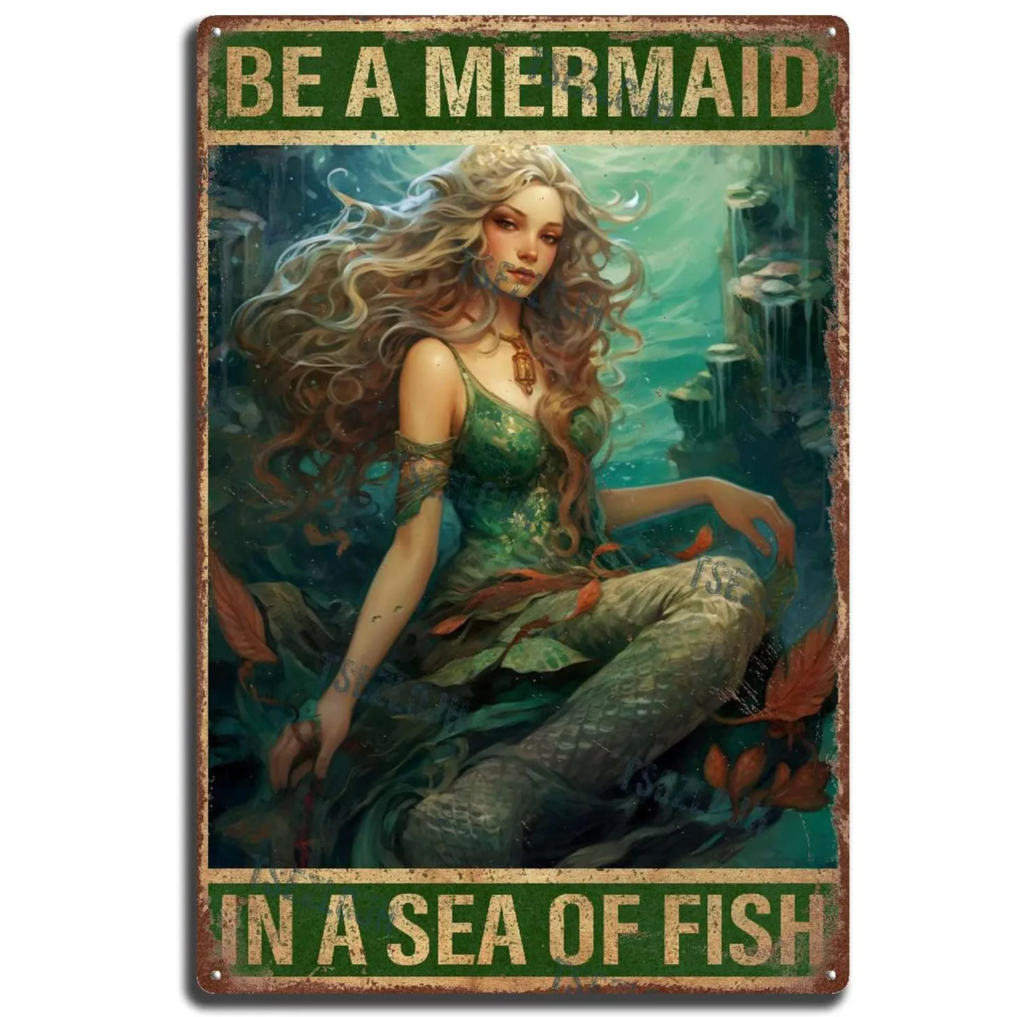 Metalowe plakietki emaliowane Pinup Mermaid Dekoracja ścienna Tablica Vintage Art Plakat Żelazny Obraz dla mężczyzny Jaskinia Dom Kawiarnia Ogród Klub Bar — zdjęcie 4
