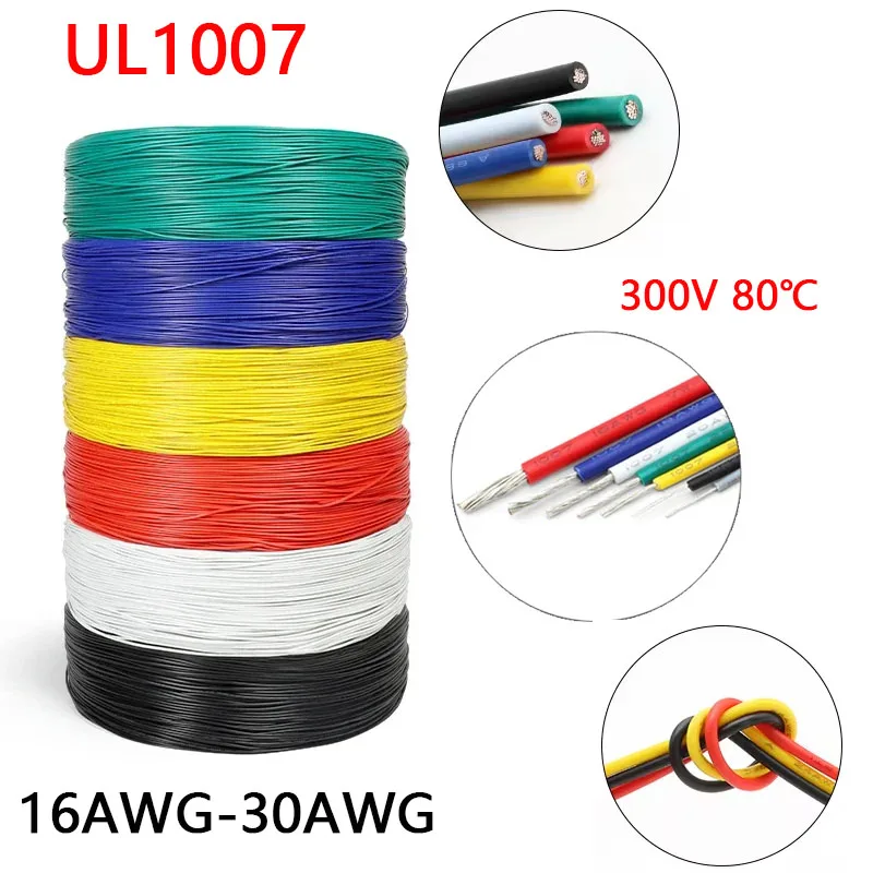 

UL1007 16AWG-30AWG Electronic Wire Cable PVC Insulated Tinned Copper Connecting Wire 300V 80℃