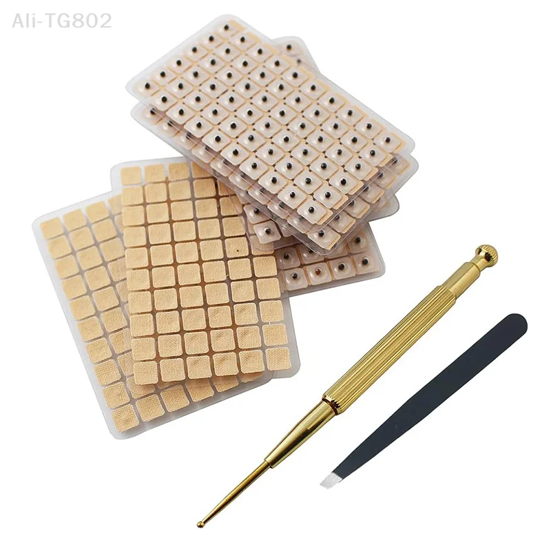 4-in-1 Multi-Condition Ear Seeds Acupuncture Kit with Acupressure Chart 1200pcs Auricular Stickers Tweezer & Auricular Probe