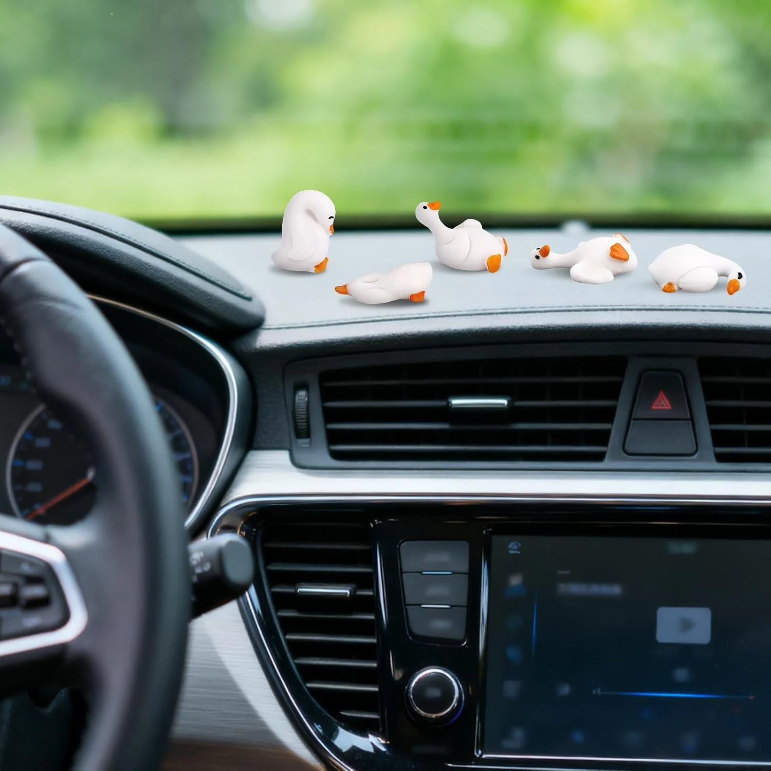 6pcs Mini Resin Goose Figurines, Tiny Funny Silly Goose Desktop Statue for Car Dashboard Decor and Home Office Decoration