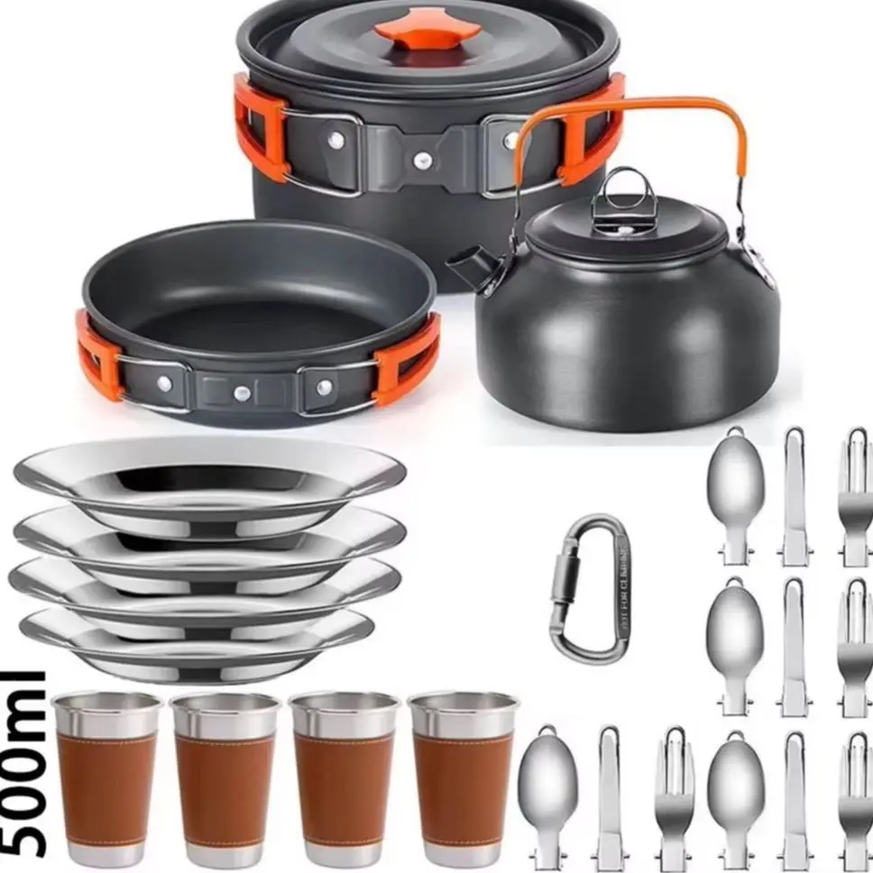 

Camping Cooking Set Outdoor Aluminum Lightweight Equipment Camping Cookware Kit For Traveling Trekking Hiking Supplies