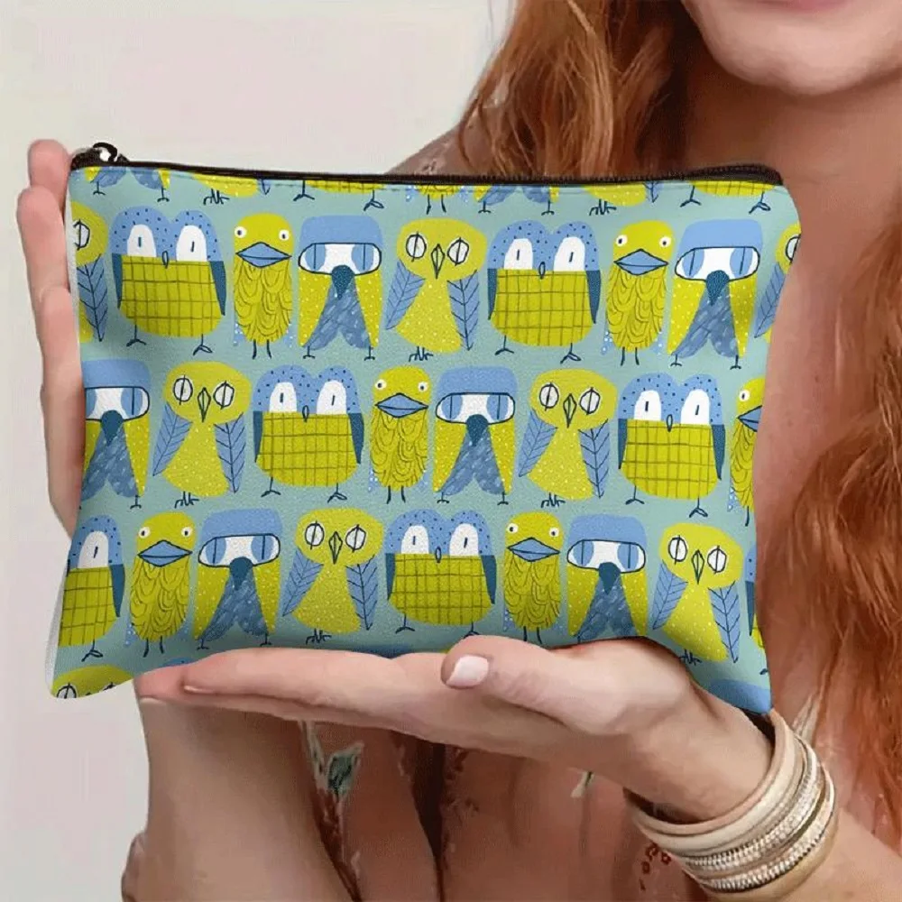 1 Piece of a Makeup Bag with Three Owls and a Duck - Jewelry Storage Bag, Perfect Travel Zipper Storage Bag, Fun Birthday Gift