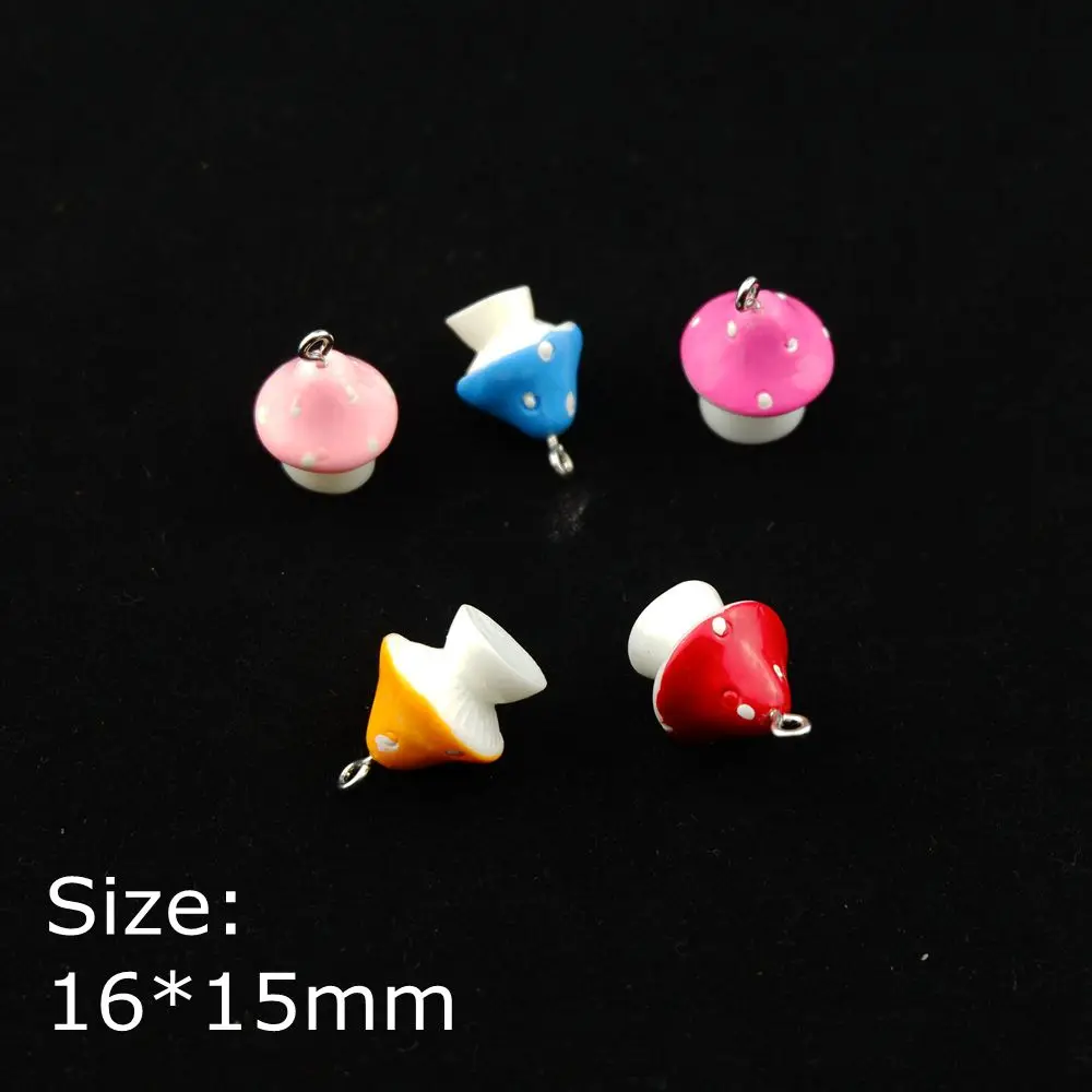 10pcs/Lot Resin Mushroom Charms For Bracelets Necklace Earring   Jewelry Making DIY Craft Pendants  Handmade Dollhouse