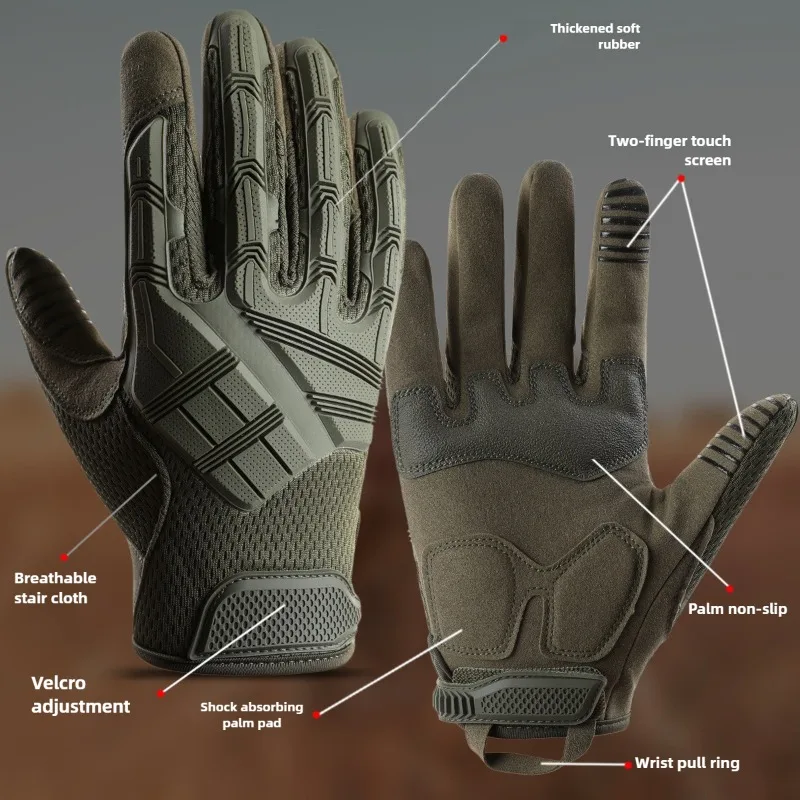 

Men's anti-slip, breathable full-finger, mitten gloves, camping, driving, work, shooting, hunting and tactical gloves