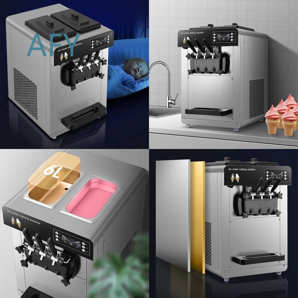 Commercial Soft Ice Cream Machine for Sundae Cone Making Large Capacity Vertical Desktop Fully Automatic Frozen Dessert Maker