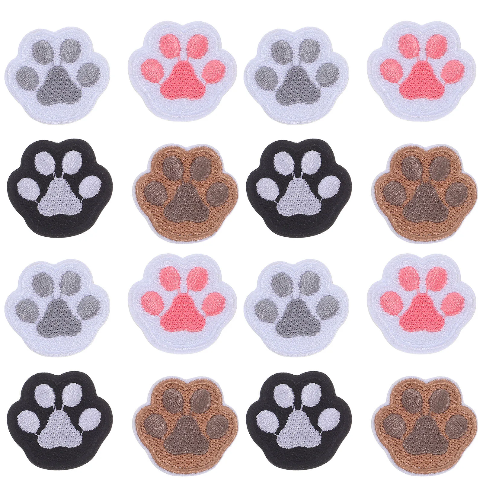 

16Pcs Paw Print Patch Embroidered DIY Self Adhesive Appliques for Clothing Hats Bags Jackets Backpacks Paw Print Patch