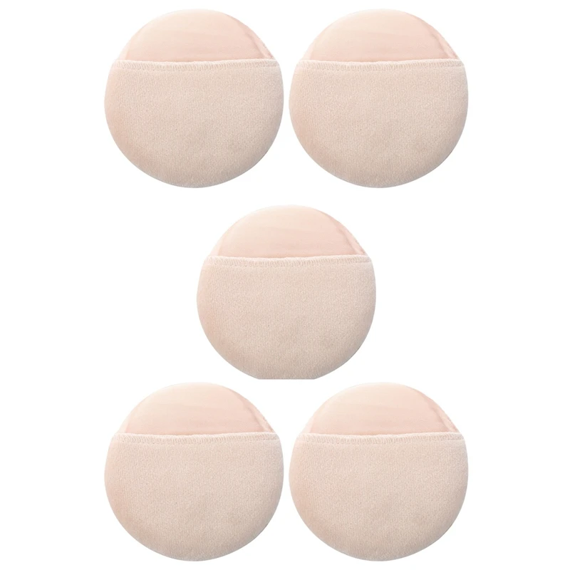 5X Women Cosmetic Beige White Round Face Makeup Facial Powder Puff