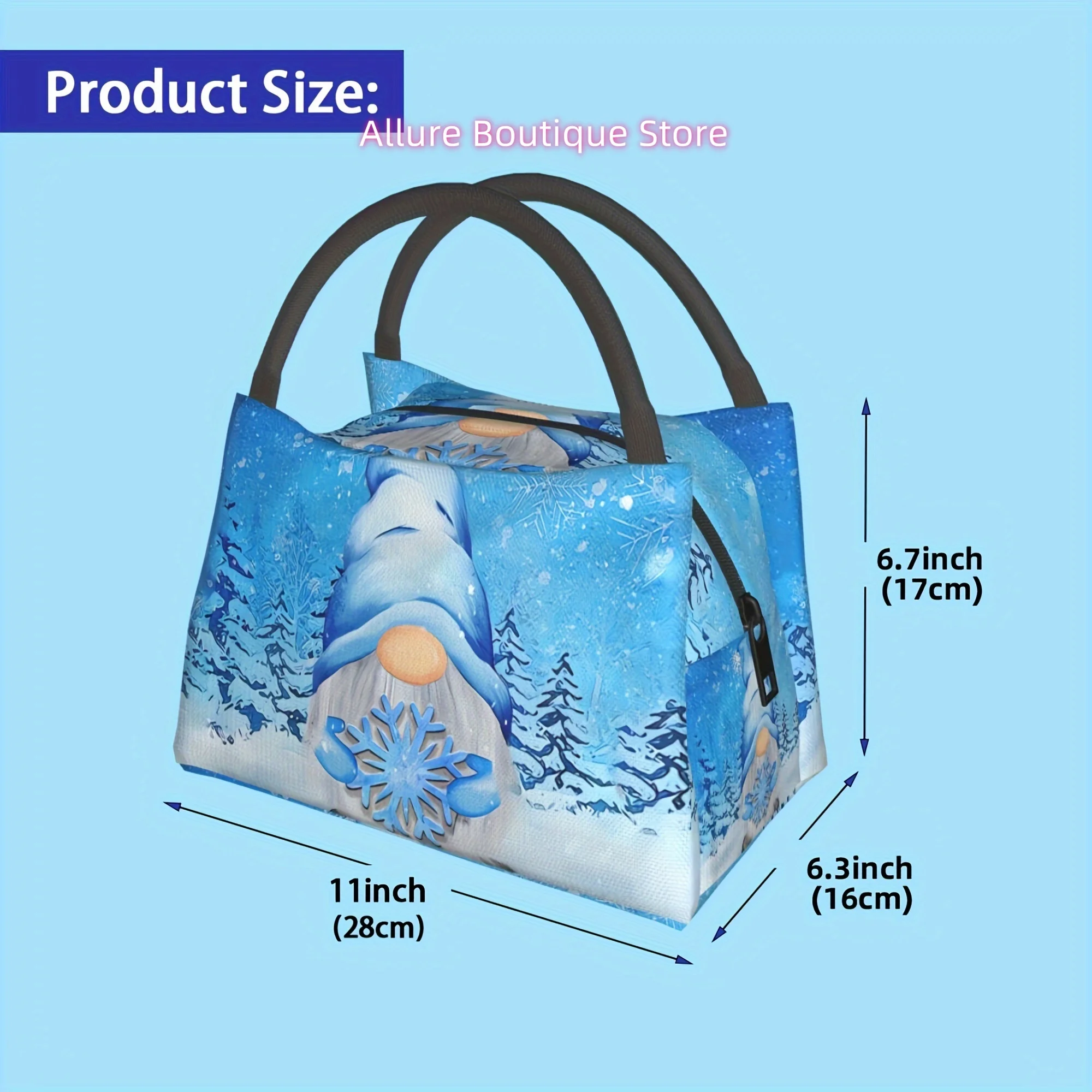 [ ]1pc Hello Winter, Gnome Pattern, Multiple Styles to Choose From, Portable Reusable Cooler Bag, Cooler Bag, Insulated Lunch Ba