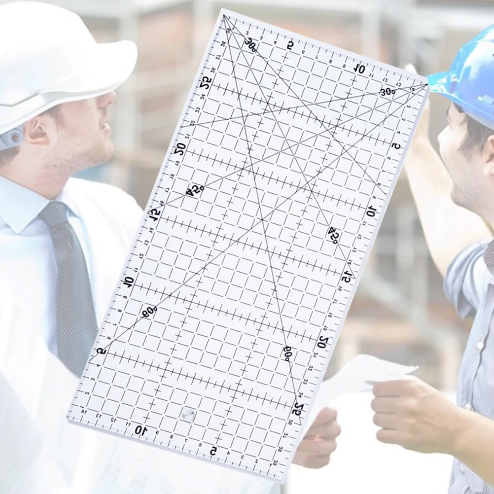 مسطرة مربعة من الأكريليك الأسود 15x30 سنتيمتر مسطرة خياطة شفافة عالية المتانة 30 45 60 درجة مؤشرات خط لصنع الملابس #2