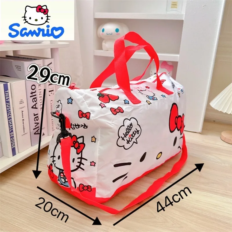 

Sanrio Hello Kitty Kuromi Printed Foldable Travel Bag Student Luggage Storage Portable Large Capacity Handbag