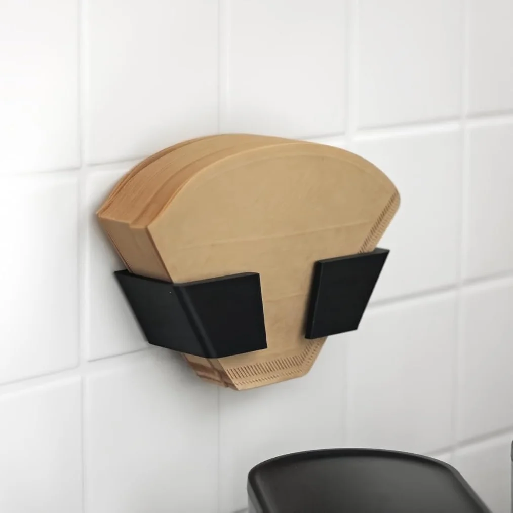 Wall-Mounted Coffee Filter Holder Open-Style Storage Box Filter Paper Organizer Adhesive Or Screw Mount Fits All Common Filter S