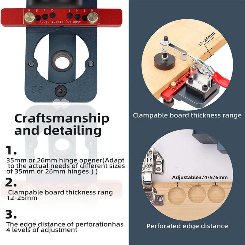 New JL35-A1 Woodworking 35MM Hinge Opener 26MM Door Panel Hinge Positioner Cabinet Panel Furniture Drilling