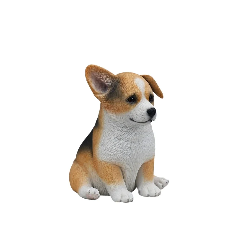 Sitting corgi model, well-behaved puppy peripheral simulation dog desktop ornament figure