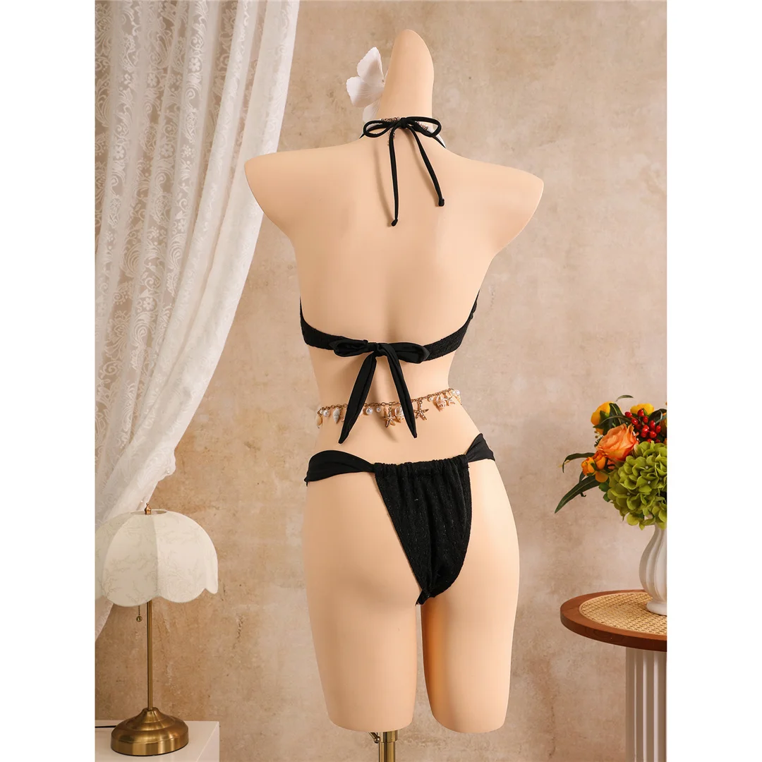 Mit Rock Metall Seestern Neckholder-Bikini Damen-Badebekleidung Dreiteiliges Bikini-Set Badeanzug Badebekleidung Schwimmen V8372 – Detail 15