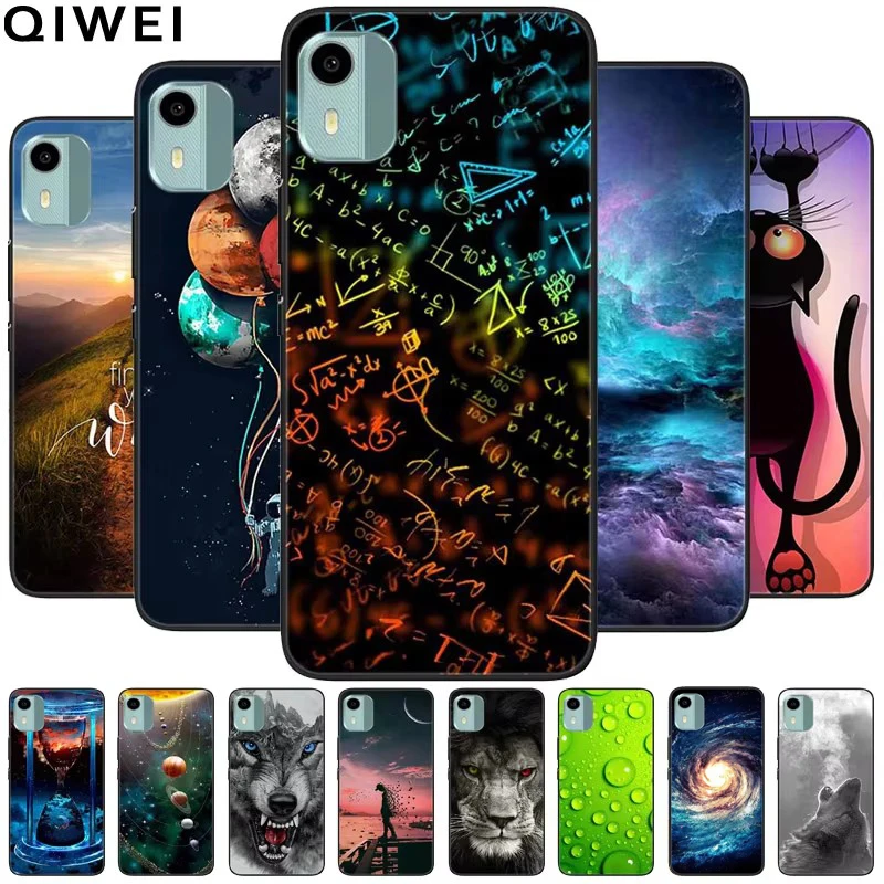 For Nokia C02 Case C32 C22 Shockproof Silicone Cool Wolf TPU Soft Phone Shell for Nokia C12 C 12 Back Covers Lion Animal Printed