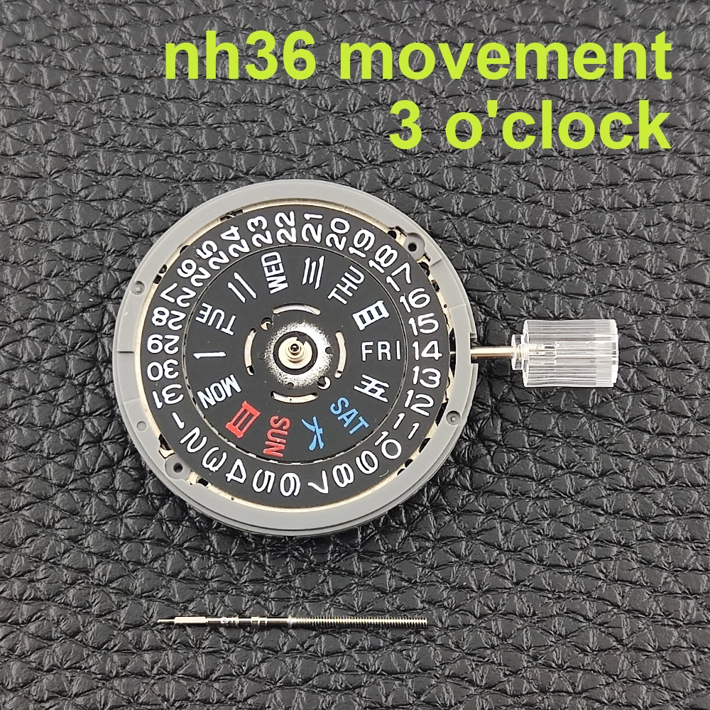

Механизм nh36, механизм для часов, 3 часа, оригинальный японский механизм NH36, китайский, английский, двойной черный календарь, аксессуары для часов