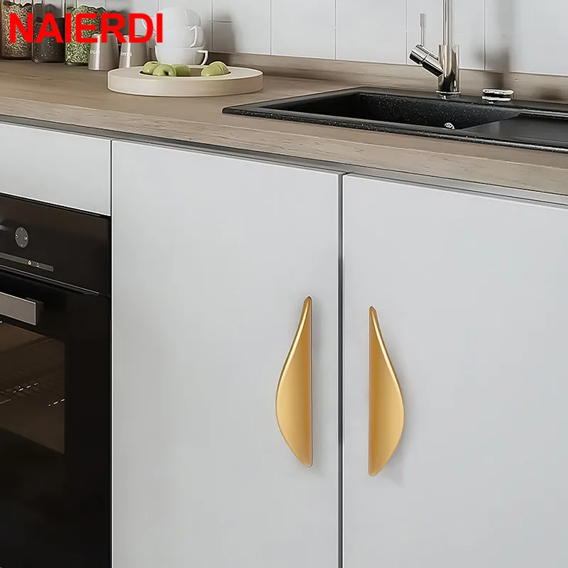 NAIERDI American Cabinet Handles Black Gold Zinc Alloy Kitchen Cupboard Pulls Drawer Knob Door Furniture Handle Hardwar
