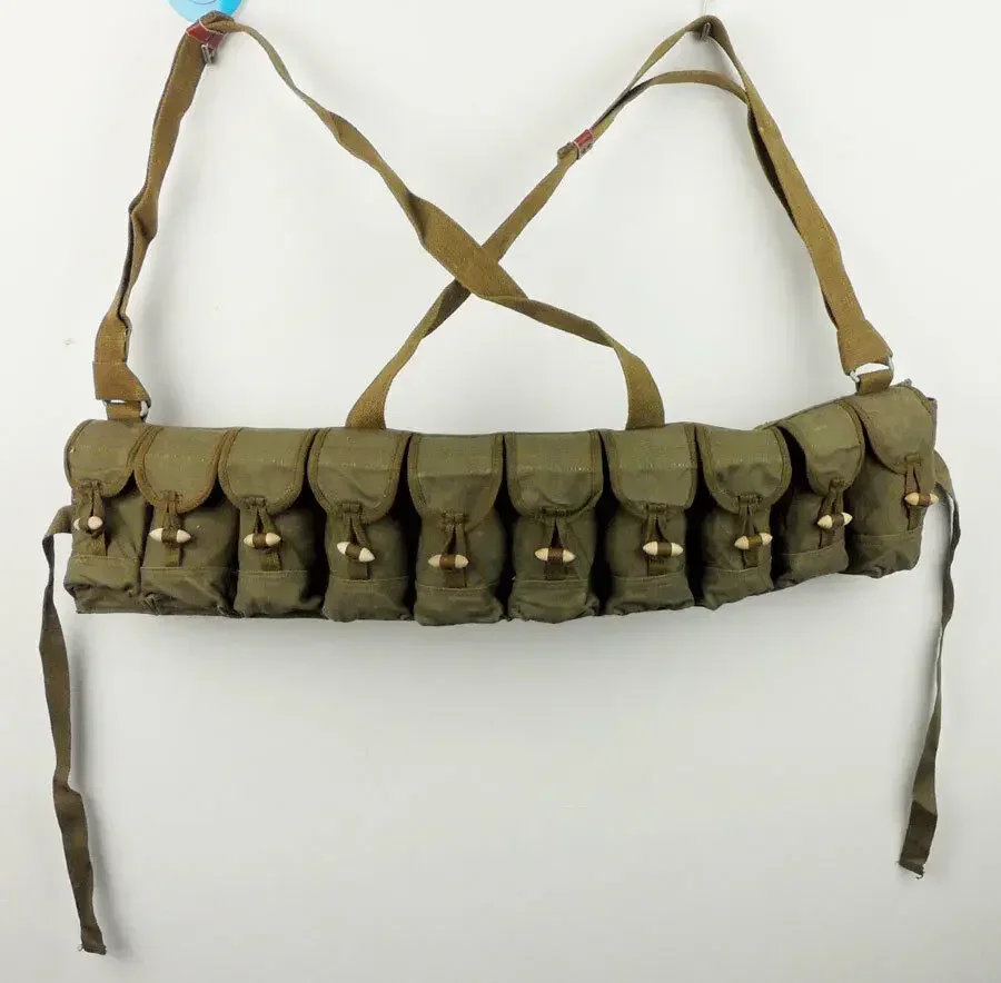 WANG1. ORIGINAL Surplus Chinese Type 56 Semi Automatic Chest Rig New Old Stock SKS Ammo Pouch MILITARY WAR COLLECTION