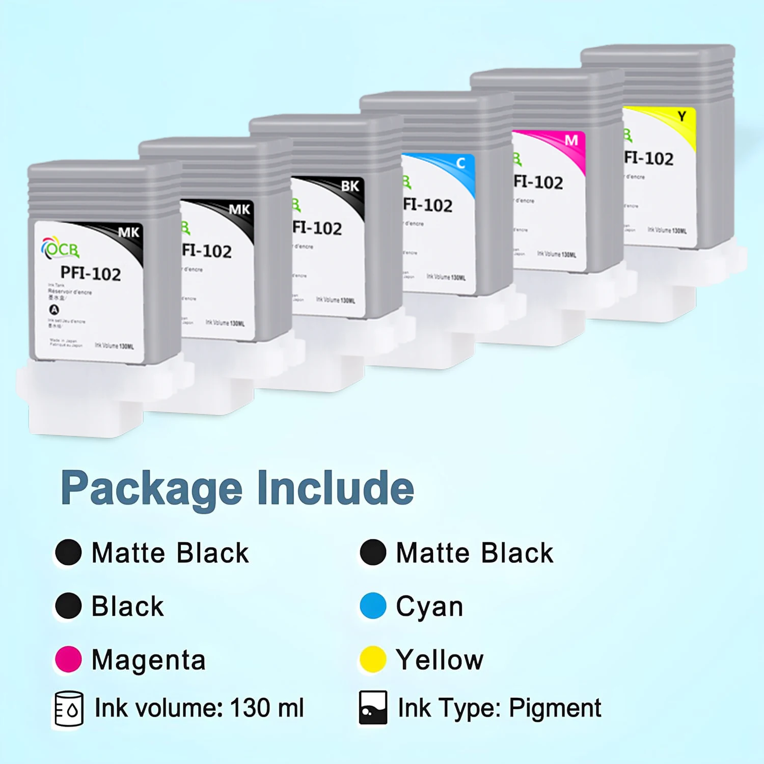 130ml PFI-102 Ink Cartridge Compatible For Canon ImagePROGRAF IPF500 IPF600 IPF605 IPF610 IPF650 IPF700 IPF710 IPF720 Printer