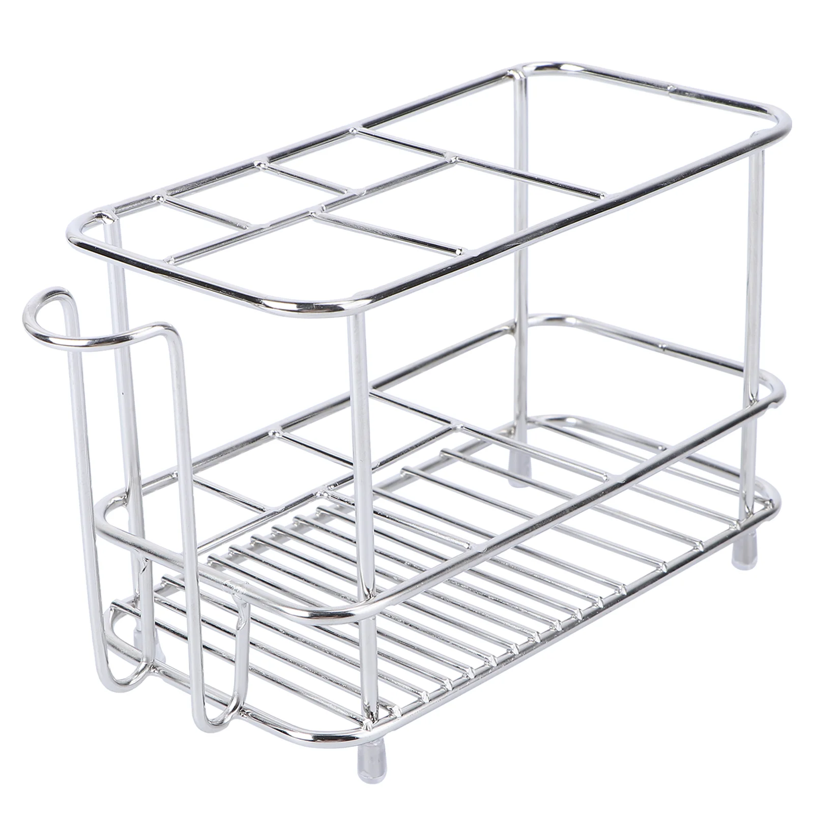 Stainless Steel Toothbrush Holder Storage Rack Shower Bathroom Table Metal Shelf