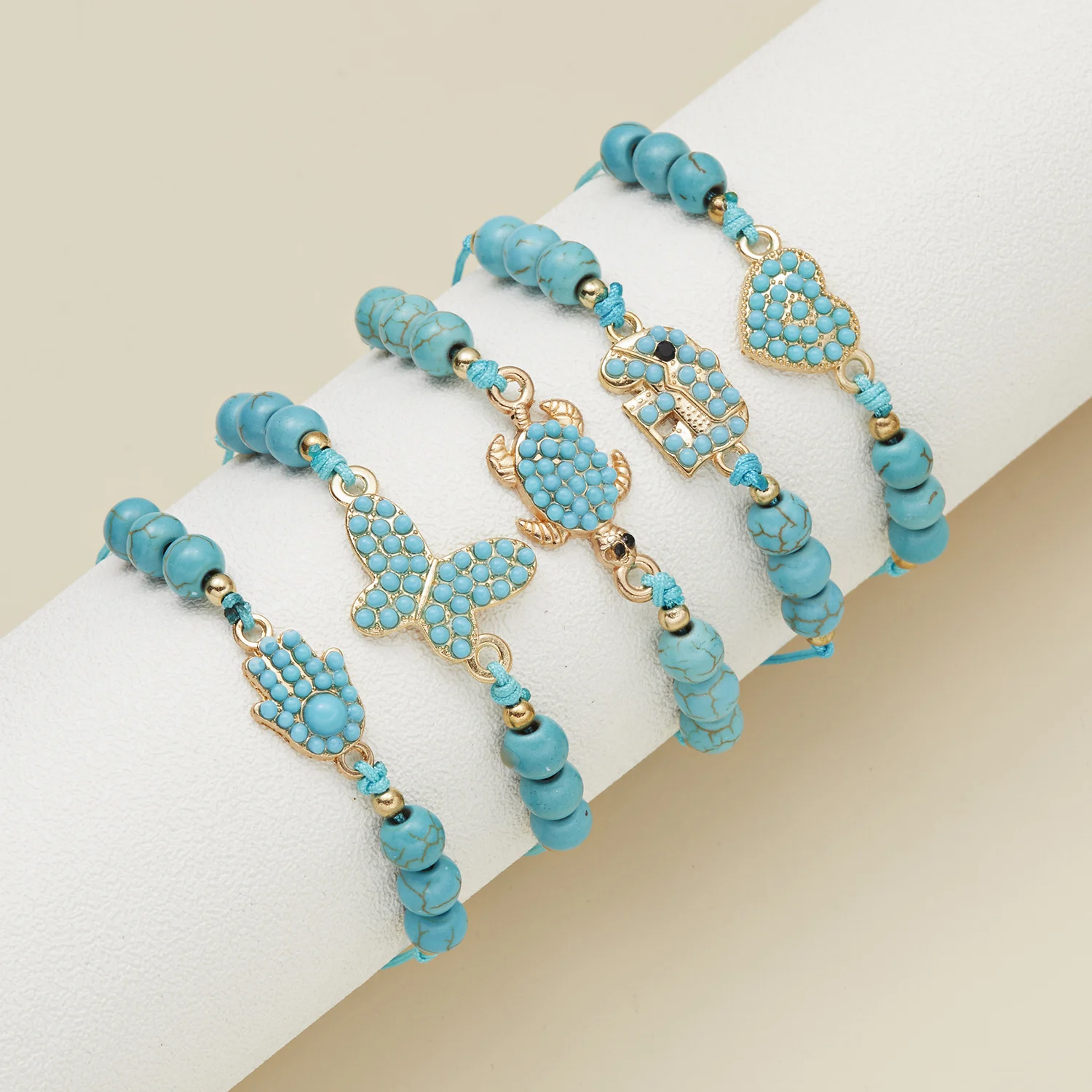 2022 5 Style Blue Series Small Fresh Bracelet for Women Bohemia Natural Stone Beads Turquoise Bracelet Temperament Jewelry