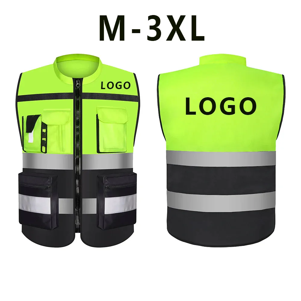 

High Visibility Multi Pocket Oxford Fabric Reflective Safety Vest Customized Logo For Night Riding Reflective Vest