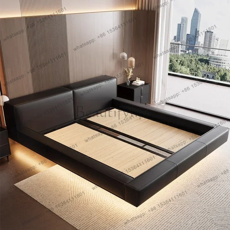Double Bed Floating Frame Luxury Smart With Led Cosy Furniture Bedroom Beds 2 People