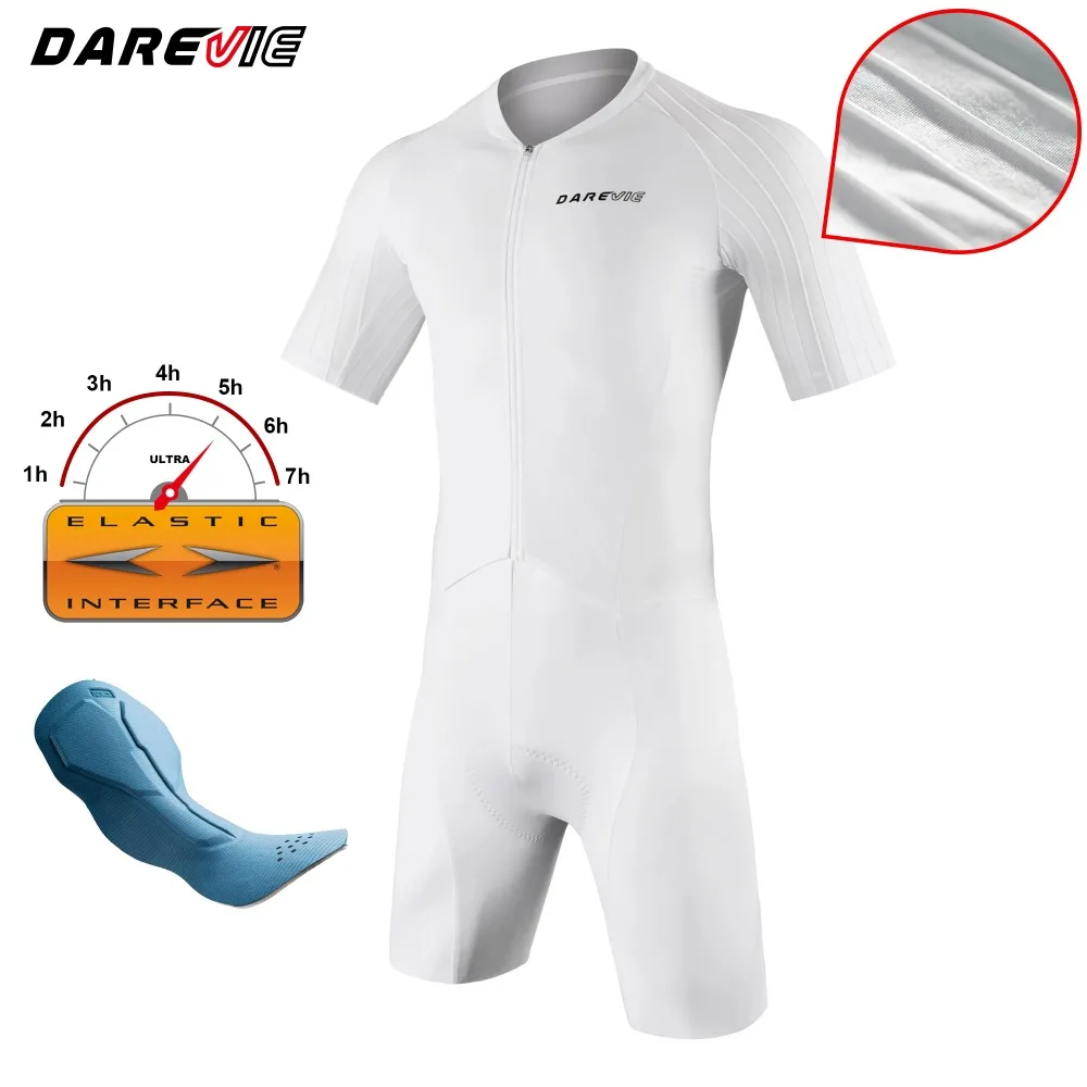 

DAREVIE Pro Men's Cycling Skinsuit Aero One Piece Jersey Elastic Interface 7H Pad Moisture Wicking Racing Speed Triathlon Suit