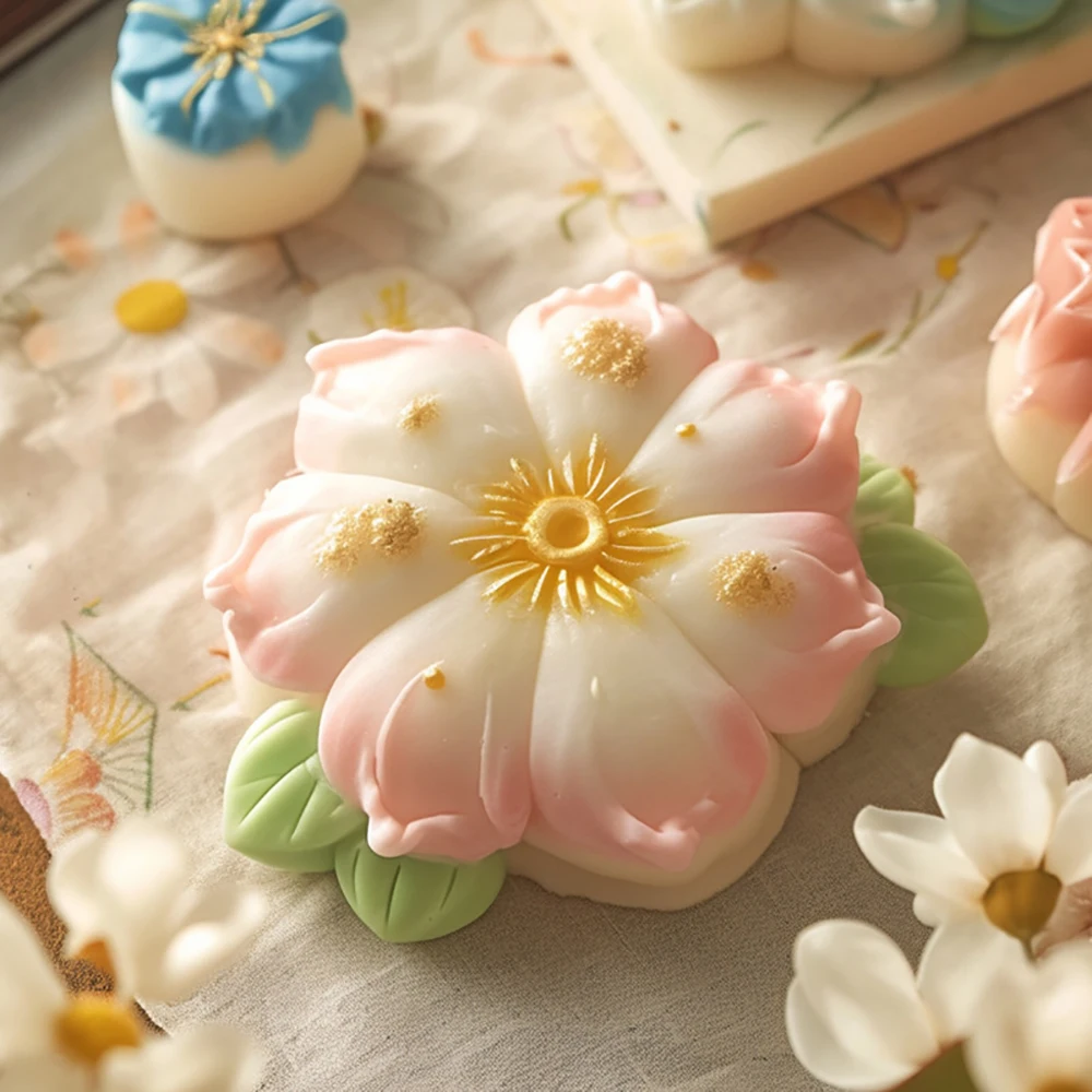 Silicone Cake Mold Cherry Blossom Flower-shaped Moon Cake Mould Chocolate Fondant Snow Skin Mooncake Molds Baking Accessories