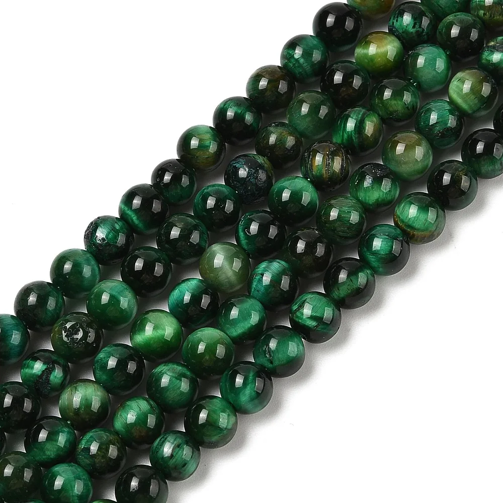 61pcs Loose Natural Green Tiger Eye Gemstone Round Beads 6mm DIY Jewelry Making Spacer Beads for Bracelets Necklaces Crafts
