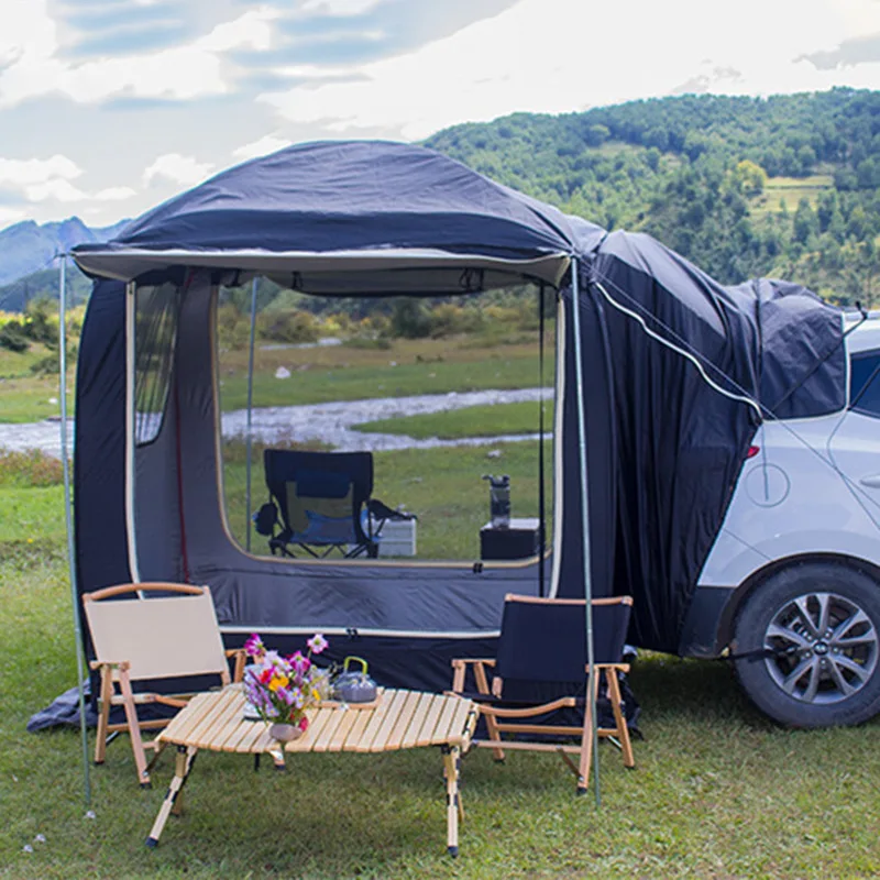 Cross Border Pop-up Outdoor Camping Car Rear Tent SUV Camping Tent Waterproof Sunshade Car Rear Tent