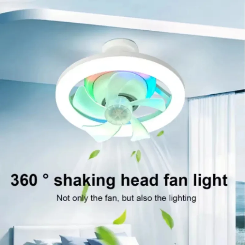 E27 Ceiling Fan Bulb with LED Lamp 3 Speed Socket Fan Lamp Silent 3 Colors Dimmable/RGB Dimmable for Bedroom Living Room Kitchen