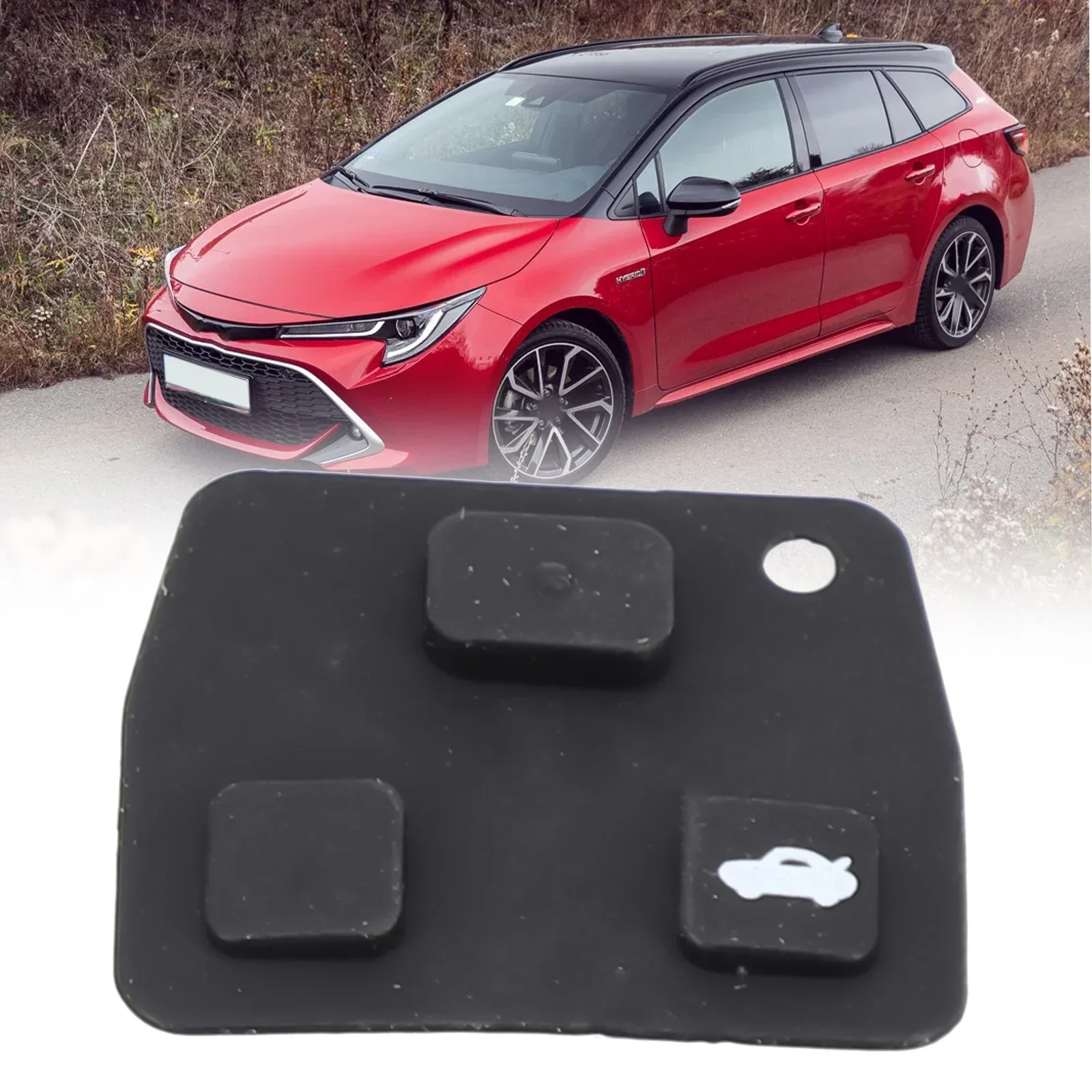 Universal Fitment Black Rubber Pad for Toyota Remote Key Fob 3 Button Design Easy Installation and Durable Material