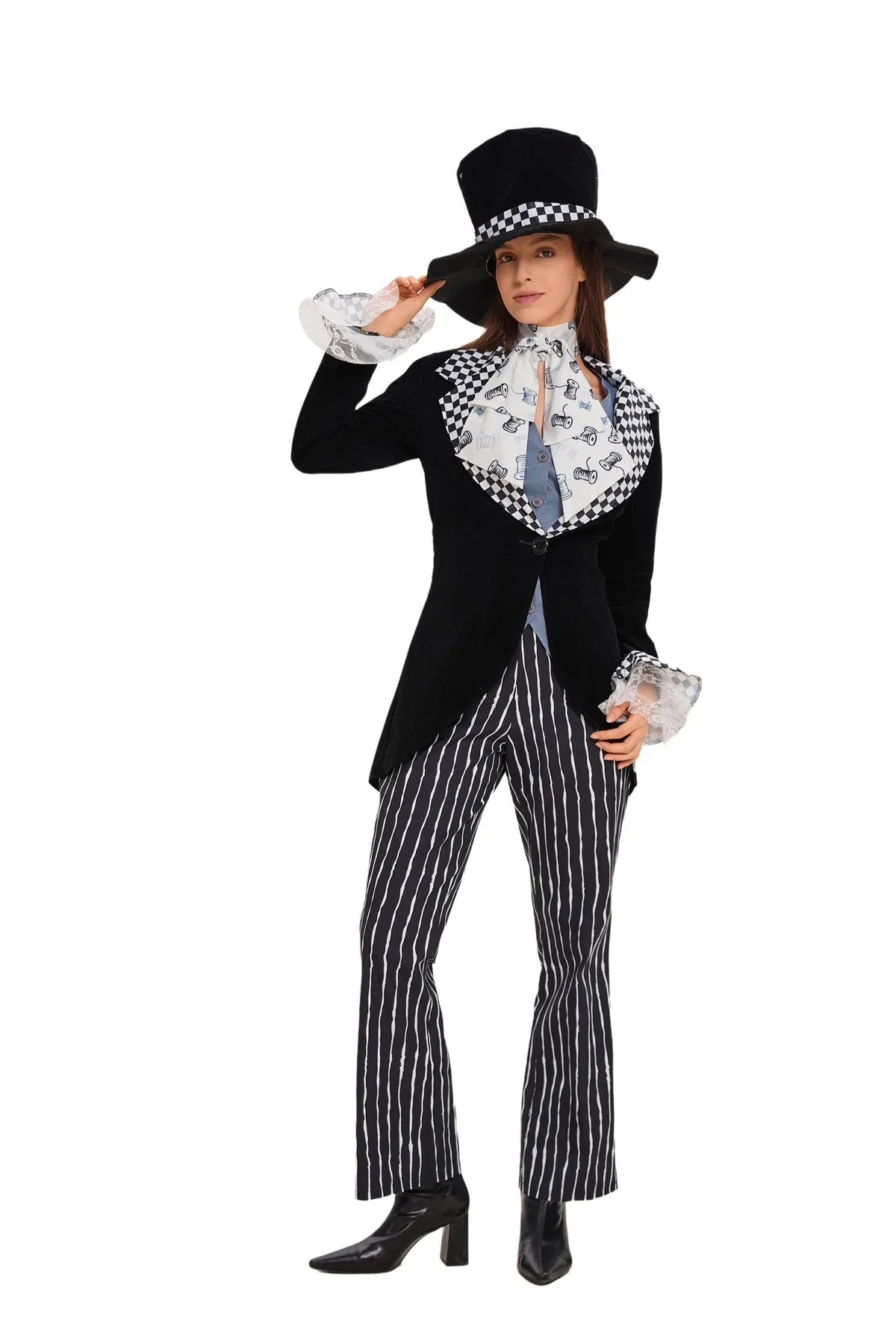 Halloween Alice In Wonderland  Mad Hatter Cosplay Costume Adult Alice Suit outfit Women Magic Show Tuxedo Carnival Fancy Dress