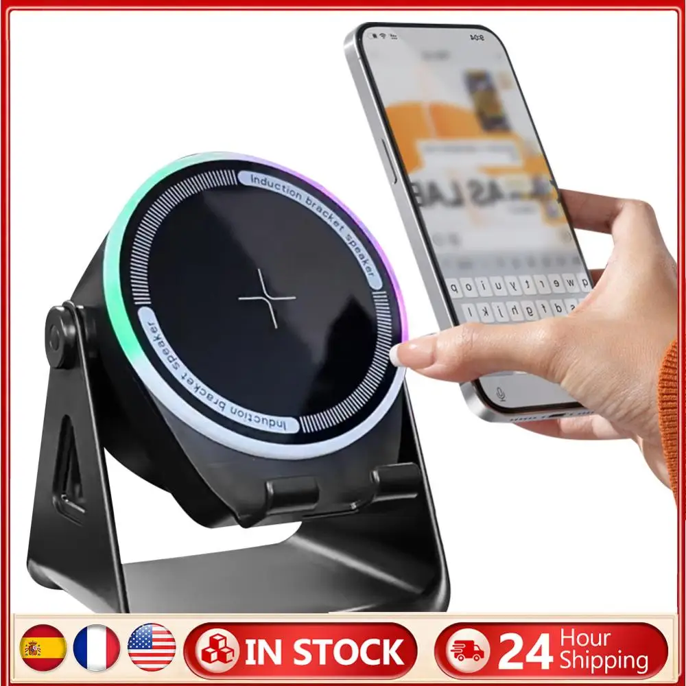 3 em 1 suporte de telefone de alto-falante compatível com bluetooth com alto-falante compatível com bluetooth luz ambiente rgb para casa e ao ar livre