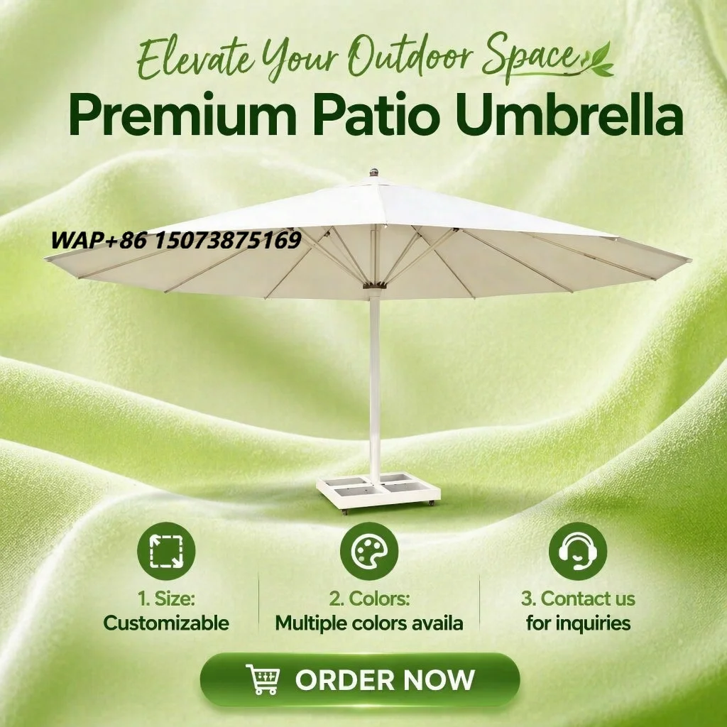 UPF50+ UV Water Resistant Canopy Parasol Tear Windproof Premium Fabric for Patio Backyard All Scene Sun Protection