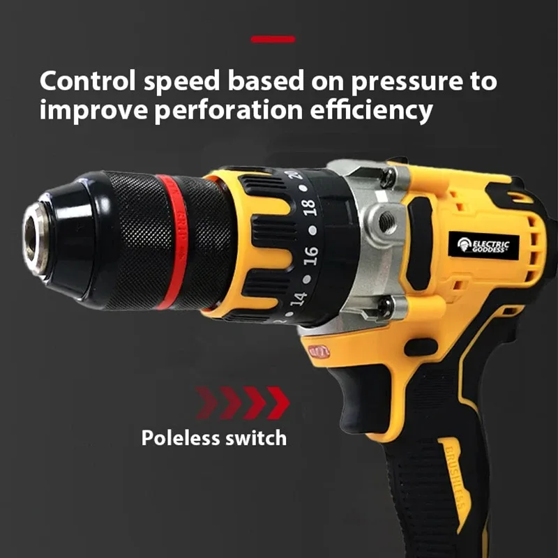 Electric Goddess 25+1 Torque Cordless Electric Drill Driver Brushless Compact Screwdriver Power Tool For Dewalt 20V Battery