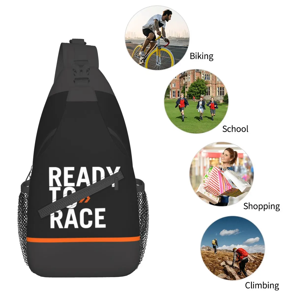 Motor Ready To Race Small Sling Bags Chest Crossbody Shoulder Backpack Travel Hiking Daypacks Enduro Cross Motocross Men Women