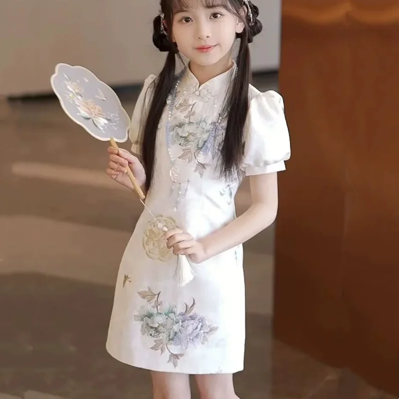 Vestido de Disfraz Tang para Niña, Qipao, Traje Infantil para Fiesta, Cheongsam, Hanfu para Bebés, Ropa para Niños, Vestidos de Verano para Niñas