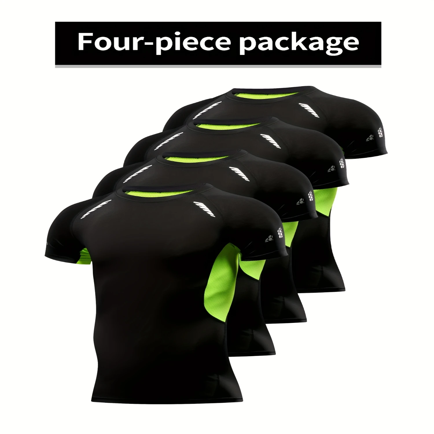 

4pcs Men's Quick Dry Sports Sweatshirt, Athletic Breathable Compression Crew Neck Short Sleeves For Outdoor Gym Running Fitness