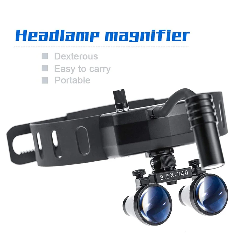 Headband Dental Loupes with Rechargeable Battery Head Lamp Helmet Binocular Magnifier-Adjustable LED Headband for Dental Loupes