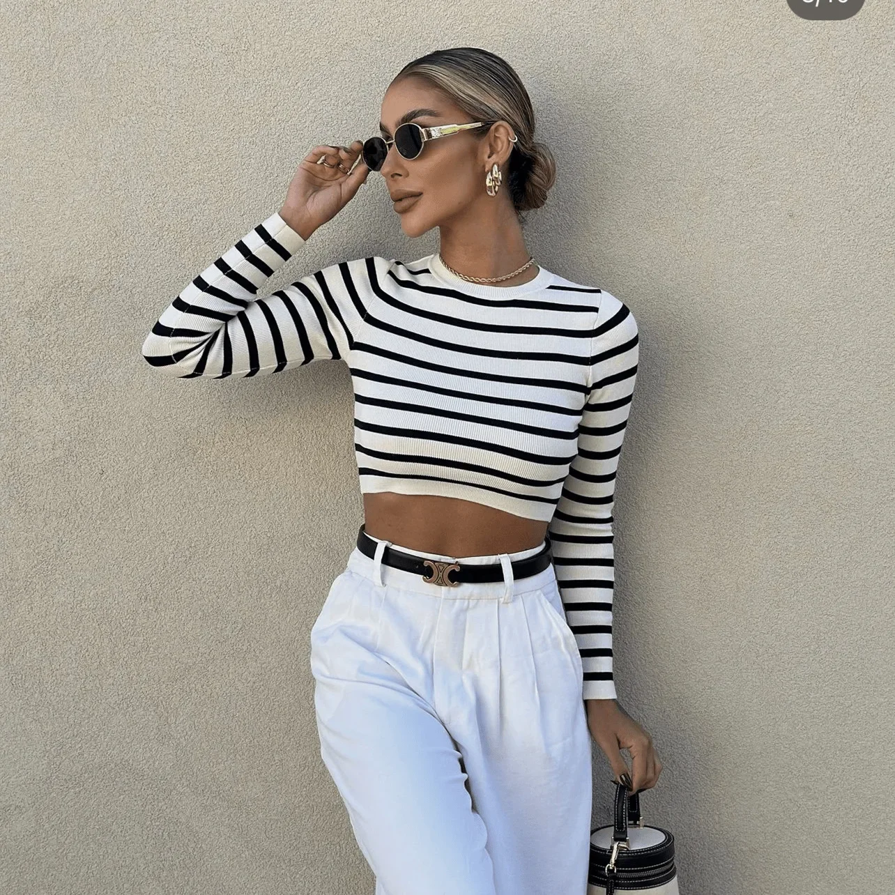 Casual Striped Sweater For Women Autumn Winter O Neck Slim Fit Knitted Long Sleeve Crop Tops Fashion Streetwear Base Pullovers