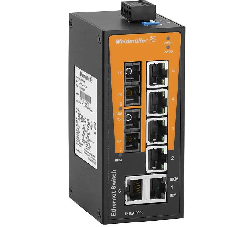 Weidmuller 1240930000 IE-SW-BL08-6TX-2ST Network switch unmanaged Fast Ethernet Number of ports 6 x RJ45 2x ST Multi-mode IP30