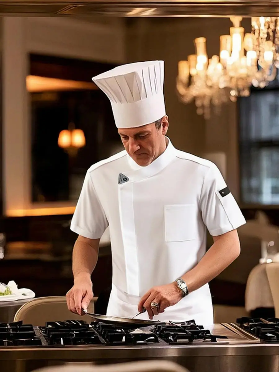 

Lightweight ort Sve Chef orm White Breathable Workwear for Restaurant And Hotel Kitchen Stf Spring Summer M Wor...