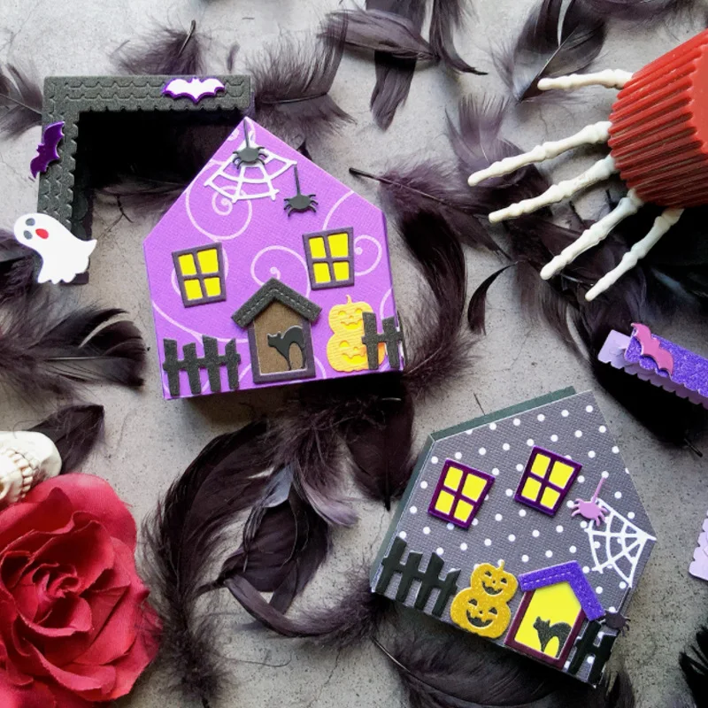KLJUYP Ghost House Box Metal Cutting Dies Stencils for DIY Scrapbooking/album Decorative Embossing DIY Paper Cards