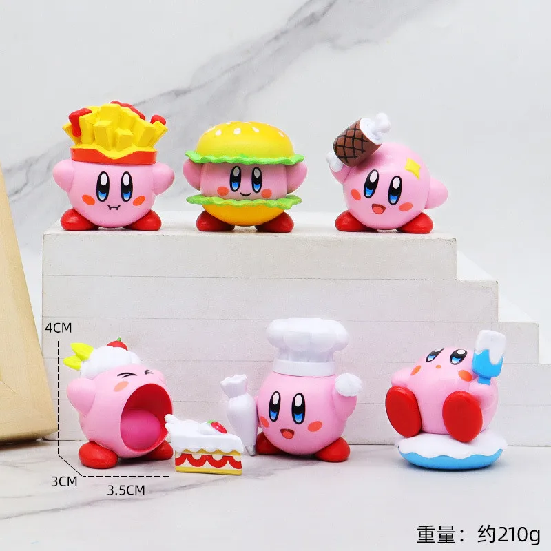 1 Conjunto de figuras de acción de Kirby estrella de juguete con bolsa de almacenamiento de dibujos animados de Kirby, figura linda de PVC, bolsillo con cordón de juguete de acción