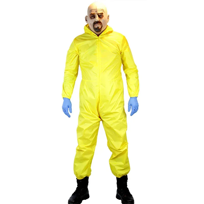 Breaking Bad Cosplay Yellow Jumpsuit with Gloves Mask Halloween Costume Masquerade Carnival Party Outfits for Adult lf[5
